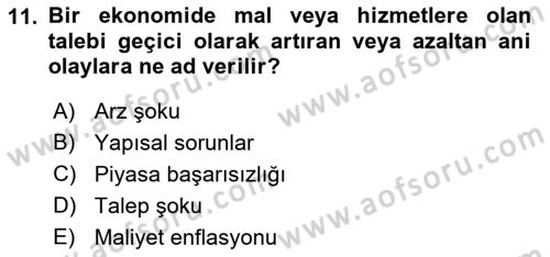 Maliye Politikası Dersi 2021 - 2022 Yılı (Final) Dönem Sonu Sınavı 11. Soru