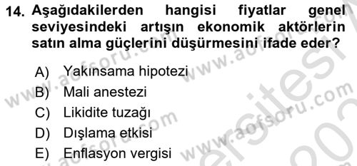 Maliye Politikası Dersi 2021 - 2022 Yılı (Final) Dönem Sonu Sınav Soruları 14. Soru