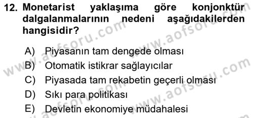 Maliye Politikası Dersi 2021 - 2022 Yılı Yaz Okulu Sınav Soruları 12. Soru