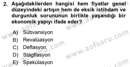 Maliye Politikası Dersi 2021 - 2022 Yılı Yaz Okulu Sınav Soruları 2. Soru
