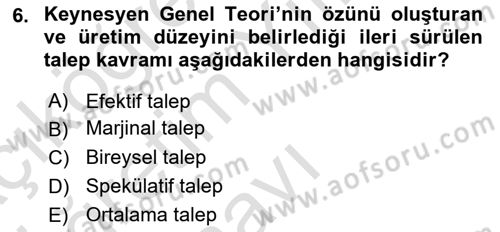 Maliye Politikası Dersi 2021 - 2022 Yılı Yaz Okulu Sınav Soruları 6. Soru