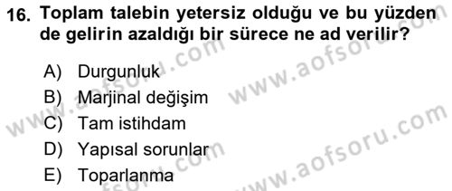 Maliye Politikası Dersi 2022 - 2023 Yılı Yaz Okulu Sınav Soruları 16. Soru