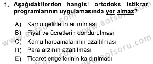 Maliye Politikası Dersi 2023 - 2024 Yılı (Vize) Ara Sınav Soruları 1. Soru