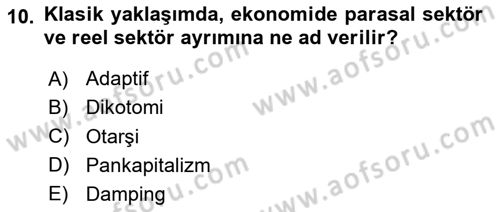 Maliye Politikası Dersi 2023 - 2024 Yılı (Vize) Ara Sınav Soruları 10. Soru
