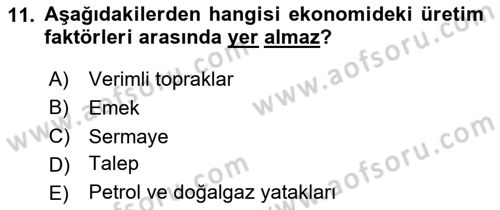 Maliye Politikası Dersi 2023 - 2024 Yılı (Vize) Ara Sınav Soruları 11. Soru