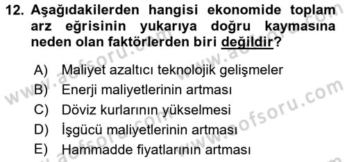 Maliye Politikası Dersi 2023 - 2024 Yılı (Vize) Ara Sınav Soruları 12. Soru