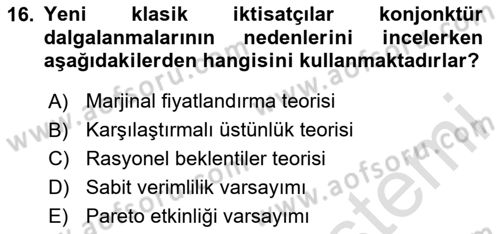 Maliye Politikası Dersi 2023 - 2024 Yılı (Vize) Ara Sınav Soruları 16. Soru