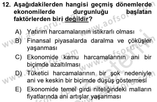 Maliye Politikası Dersi 2023 - 2024 Yılı (Final) Dönem Sonu Sınav Soruları 12. Soru