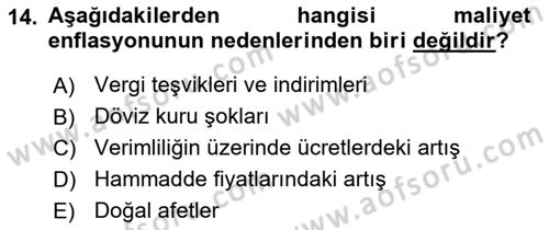 Maliye Politikası Dersi 2023 - 2024 Yılı (Final) Dönem Sonu Sınav Soruları 14. Soru