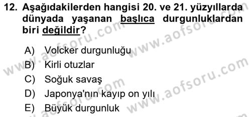 Maliye Politikası Dersi 2023 - 2024 Yılı Yaz Okulu Sınav Soruları 12. Soru