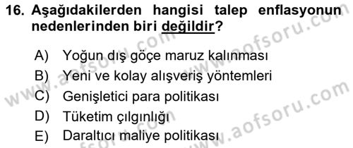 Maliye Politikası Dersi 2023 - 2024 Yılı Yaz Okulu Sınav Soruları 16. Soru
