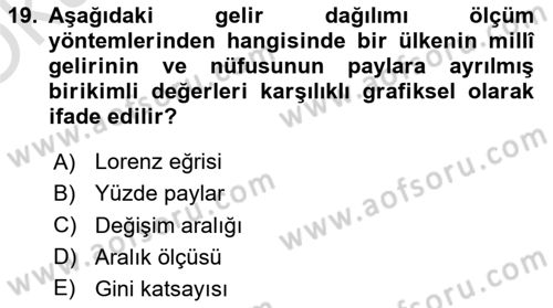 Maliye Politikası Dersi 2023 - 2024 Yılı Yaz Okulu Sınav Soruları 19. Soru