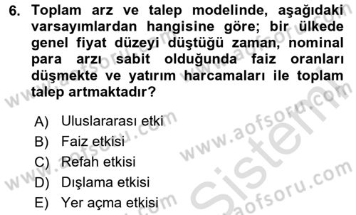 Maliye Politikası Dersi 2023 - 2024 Yılı Yaz Okulu Sınav Soruları 6. Soru