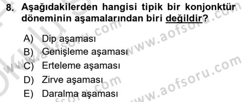 Maliye Politikası Dersi 2023 - 2024 Yılı Yaz Okulu Sınav Soruları 8. Soru