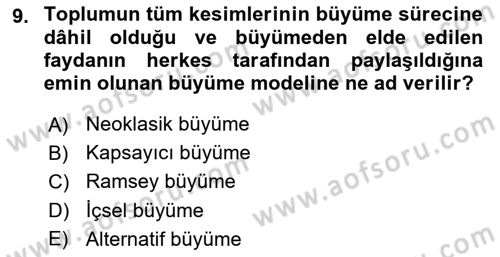 Maliye Politikası Dersi 2023 - 2024 Yılı Yaz Okulu Sınav Soruları 9. Soru