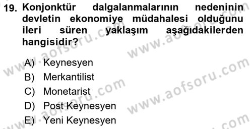 Maliye Politikası Dersi 2024 - 2025 Yılı (Vize) Ara Sınav Soruları 19. Soru