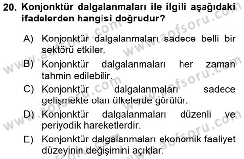 Maliye Politikası Dersi 2024 - 2025 Yılı (Vize) Ara Sınav Soruları 20. Soru