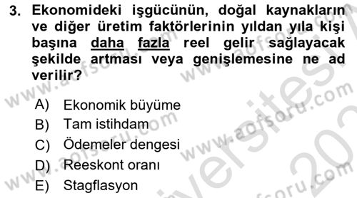Maliye Politikası Dersi 2024 - 2025 Yılı (Vize) Ara Sınav Soruları 3. Soru