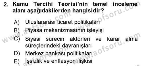 Maliye Politikası Dersi 2024 - 2025 Yılı (Final) Dönem Sonu Sınav Soruları 2. Soru