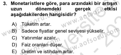 Maliye Politikası Dersi 2024 - 2025 Yılı (Final) Dönem Sonu Sınav Soruları 3. Soru