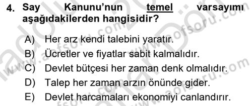 Maliye Politikası Dersi 2024 - 2025 Yılı (Final) Dönem Sonu Sınav Soruları 4. Soru