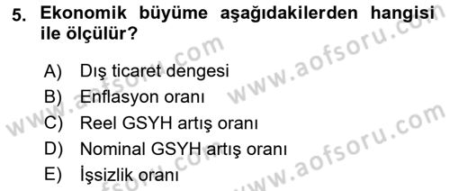 Maliye Politikası Dersi 2024 - 2025 Yılı (Final) Dönem Sonu Sınav Soruları 5. Soru