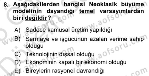 Maliye Politikası Dersi 2024 - 2025 Yılı (Final) Dönem Sonu Sınav Soruları 8. Soru