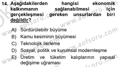 Maliye Politikası Dersi 2024 - 2025 Yılı Yaz Okulu Sınav Soruları 14. Soru