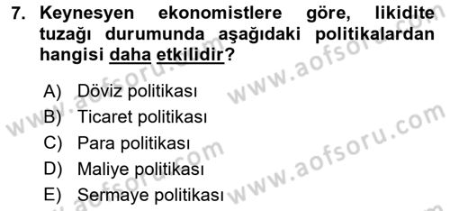 Maliye Politikası Dersi 2024 - 2025 Yılı Yaz Okulu Sınav Soruları 7. Soru