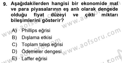 Maliye Politikası Dersi 2024 - 2025 Yılı Yaz Okulu Sınav Soruları 9. Soru
