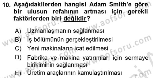 Maliye Politikası Dersi 2025 - 2026 Yılı (Vize) Ara Sınav Soruları 10. Soru