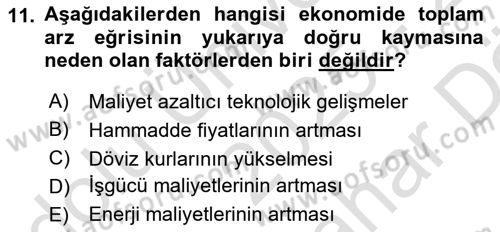 Maliye Politikası Dersi 2025 - 2026 Yılı (Vize) Ara Sınav Soruları 11. Soru