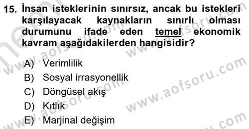 Maliye Politikası Dersi 2025 - 2026 Yılı (Vize) Ara Sınav Soruları 15. Soru