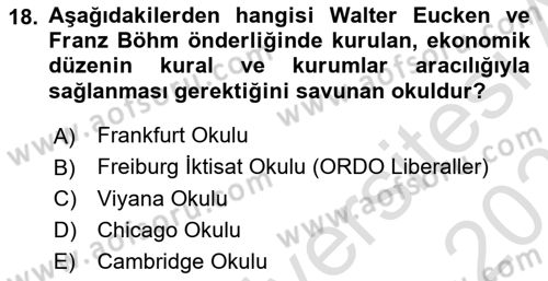 Maliye Politikası Dersi 2025 - 2026 Yılı (Vize) Ara Sınav Soruları 18. Soru