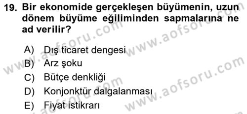 Maliye Politikası Dersi 2025 - 2026 Yılı (Vize) Ara Sınav Soruları 19. Soru