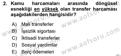 Maliye Politikası Dersi 2025 - 2026 Yılı (Vize) Ara Sınav Soruları 2. Soru