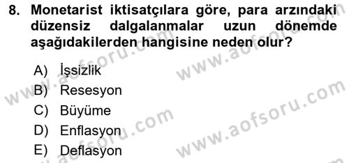 Maliye Politikası Dersi 2025 - 2026 Yılı (Vize) Ara Sınav Soruları 8. Soru