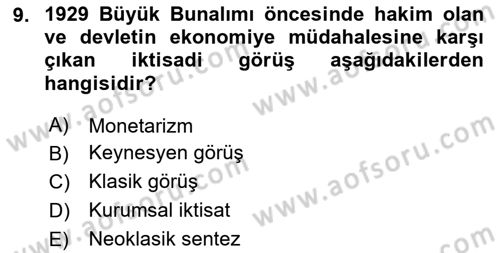 Maliye Politikası Dersi 2025 - 2026 Yılı (Vize) Ara Sınav Soruları 9. Soru