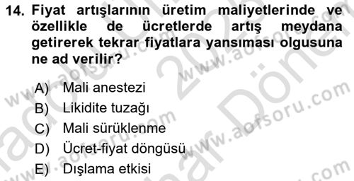 Maliye Politikası Dersi 2025 - 2026 Yılı (Final) Dönem Sonu Sınav Soruları 14. Soru