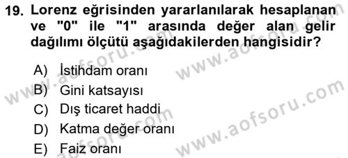 Maliye Politikası Dersi 2025 - 2026 Yılı (Final) Dönem Sonu Sınav Soruları 19. Soru