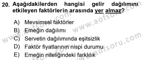 Maliye Politikası Dersi 2025 - 2026 Yılı (Final) Dönem Sonu Sınav Soruları 20. Soru