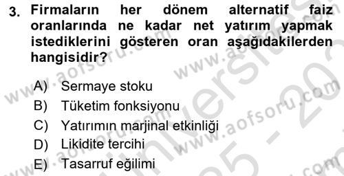Maliye Politikası Dersi 2025 - 2026 Yılı (Final) Dönem Sonu Sınav Soruları 3. Soru