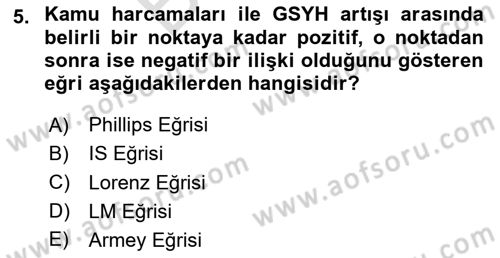 Maliye Politikası Dersi 2025 - 2026 Yılı (Final) Dönem Sonu Sınav Soruları 5. Soru