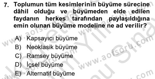 Maliye Politikası Dersi 2025 - 2026 Yılı (Final) Dönem Sonu Sınav Soruları 7. Soru