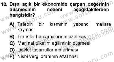 Maliye Politikası 1 Dersi 2012 - 2013 Yılı (Vize) Ara Sınav Soruları 10. Soru