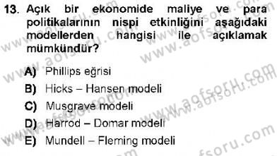 Maliye Politikası 1 Dersi Ara Sınavı Deneme Sınav Soruları 13. Soru