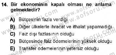 Maliye Politikası 1 Dersi 2012 - 2013 Yılı (Vize) Ara Sınav Soruları 14. Soru