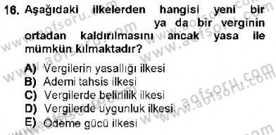 Maliye Politikası 1 Dersi 2012 - 2013 Yılı (Vize) Ara Sınav Soruları 16. Soru