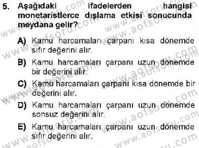 Maliye Politikası 1 Dersi 2012 - 2013 Yılı (Vize) Ara Sınav Soruları 5. Soru