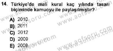 Maliye Politikası 1 Dersi 2012 - 2013 Yılı (Final) Dönem Sonu Sınav Soruları 14. Soru